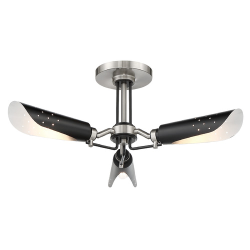 George Kovacs Lighting Turbine Semi-Flush Mount in Brushed Nickel & Coal by George Kovacs P1693-691