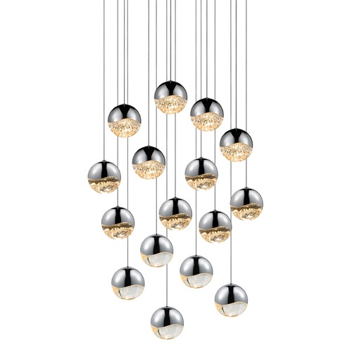 Sonneman Lighting Grapes Polished Chrome 16-Light LED Multi-Light Pendant by Sonneman Lighting 2923.01-LRG