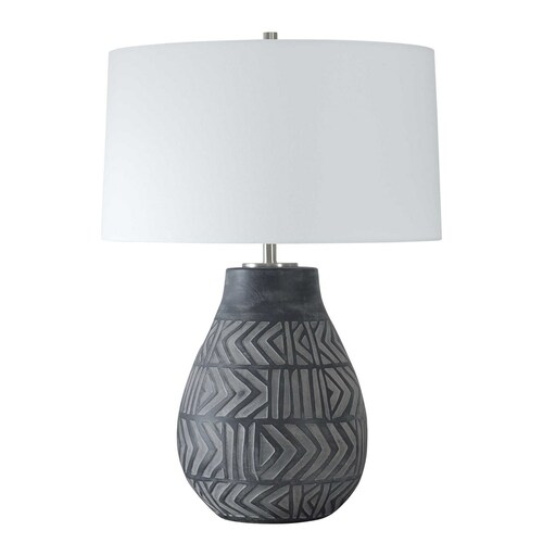 Uttermost Lighting The Uttermost Company Natchez Charcoal & Brushed Nickel Table Lamp with Drum Shade 30376-1