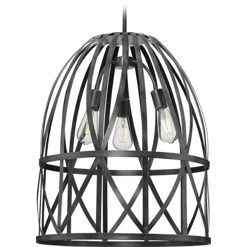 Progress Lighting Chastain Basket Pendant in Black Oak by Progress Lighting P500344-187