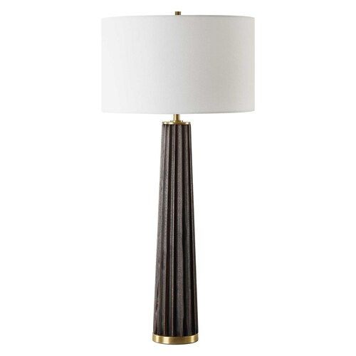 Uttermost Lighting The Uttermost Company Forage Dark Oak & Antique Brass Table Lamp with Drum Shade 30404-1