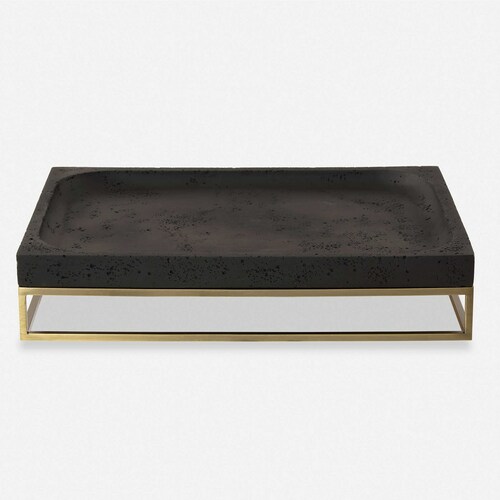 Uttermost Lighting The Uttermost Company David Frisch Shadowstone Black & Antique Brass Tray 18161