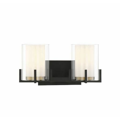 Savoy House Eaton 2-Light Vanity Light in Matte Black & Warm Brass by Savoy House 8-1977-2-143