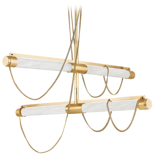 Corbett Lighting Corbett Lighting Lariat Vintage Brass LED Island Light with Cylindrical Shade 463-49-VB