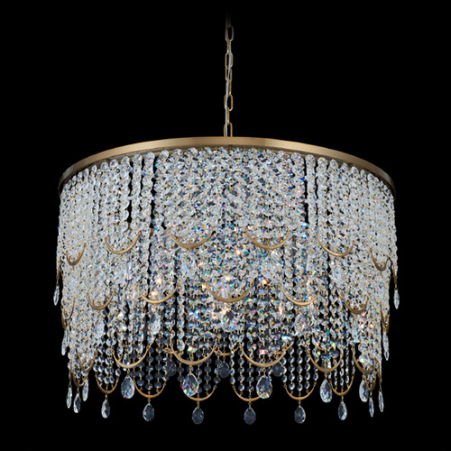Allegri Lighting Allegri Crystal Vezzo Winter Brass Pendant Light with Drum Shade 039657-044-FR001