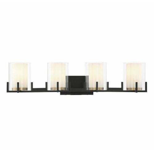 Savoy House Eaton 4-Light Vanity Light in Matte Black & Warm Brass by Savoy House 8-1977-4-143