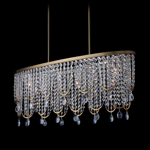 Allegri Lighting Allegri Crystal Vezzo Winter Brass Island Light with Oval Shade 039661-044-FR001