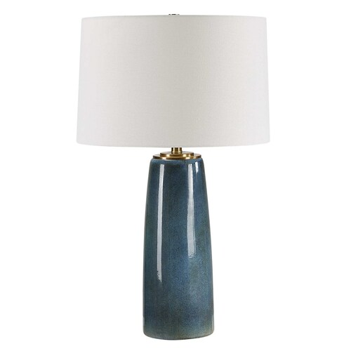 Uttermost Lighting The Uttermost Company Submerged Deep Blue & Antique Brass Table Lamp with Empire Shade 30363-1