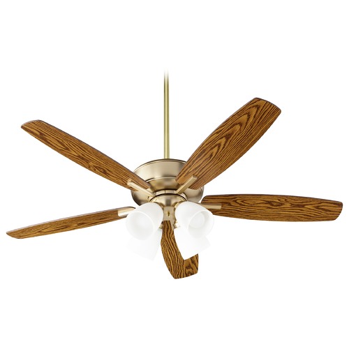 Quorum Lighting Breeze Aged Brass LED Ceiling Fan with Light by Quorum Lighting 70525-480