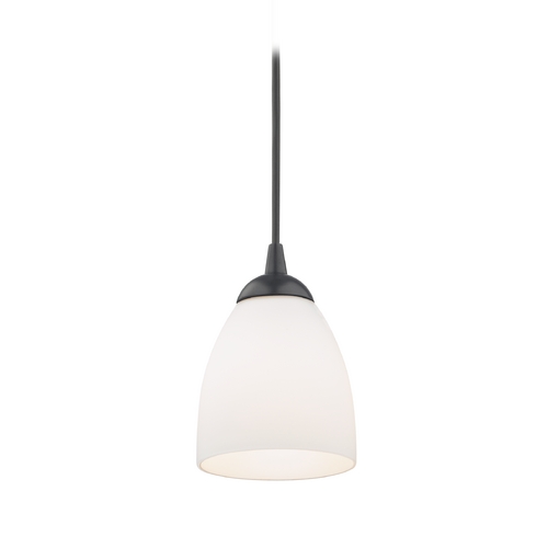 Design Classics Lighting Black Mini-Pendant Light with White Bell Glass 582-07  GL1028MB