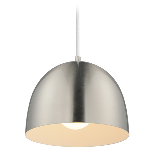 Maxim Lighting Maxim Lighting Tova Satin Nickel & White Mini-Pendant Light with Bowl / Dome Shade 11482SN