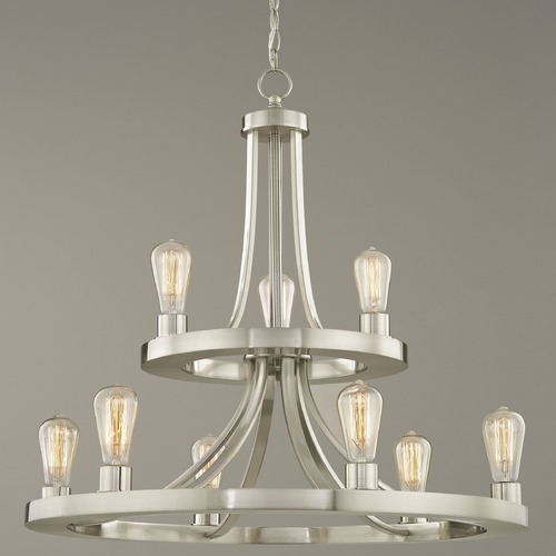 Design Classics Lighting Rio 9-Light Chandelier in Satin Nickel without Glass 163-09