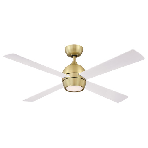 Fanimation Fans Fanimation Fans Kwad 52 Brushed Satin Brass LED Ceiling Fan with Light FP7652BS