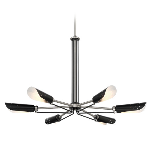 George Kovacs Lighting Turbine 6-Light Chandelier in Brushed Nickel & Coal by George Kovacs P1696-691