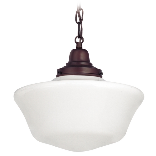 Design Classics Lighting 12-Inch Schoolhouse Pendant Light with Chain in Bronze Finish FB4-220 / GA12 / B-220