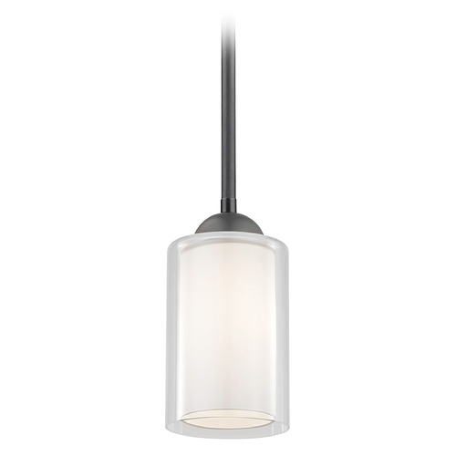 Design Classics Lighting Design Classics Gala Fuse Matte Black Stem Hung Mini-Pendant with Double Glass Shade 581-07  GL1061 GL1040C