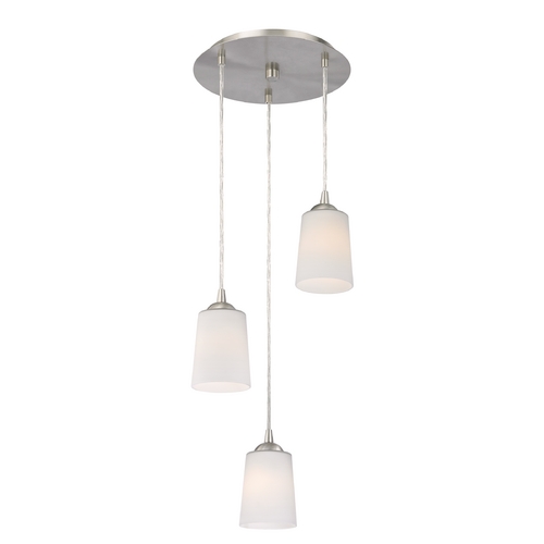 Design Classics Lighting Modern Multi-Light Pendant Light with White Glass and 3-Lights 583-09 GL1027