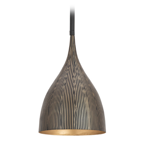 Maxim Lighting Maxim Lighting Fleur Striated Matte Black & Gold Mini-Pendant Light with Bowl / Dome Shade 10911BKGLD