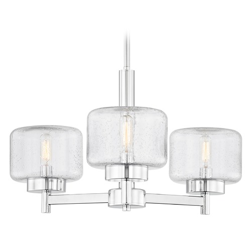 Design Classics Lighting Adair 3-Light Chandelier in Chrome with Seeded Glass 2973-26