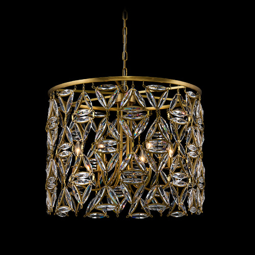 Allegri Lighting Allegri Crystal Triangulo True Brass Pendant Light with Drum Shade 039556-062-FR001