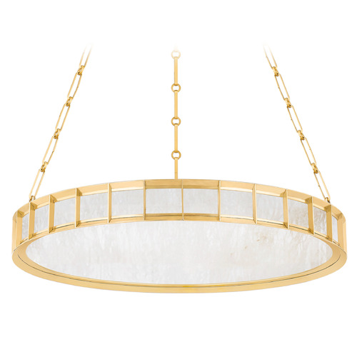 Corbett Lighting Corbett Lighting Leda Vintage Brass LED Pendant Light with Drum Shade 346-30-VB