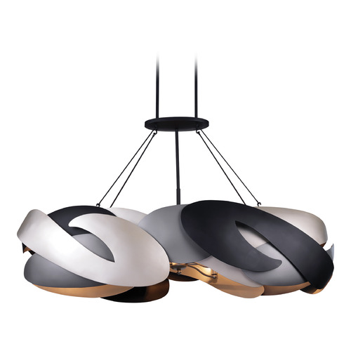 George Kovacs Lighting George Kovacs Metalo Misto Coal Black & Atlas & Midnight Sliver Island Light with Oval Shade P1335-780