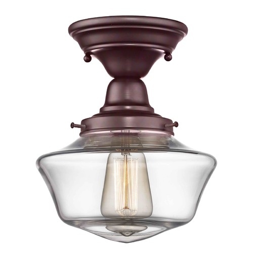 Design Classics Lighting 8-Inch Clear Glass Schoolhouse Ceiling Light in Bronze Finish FBS-220 / GA8-CL