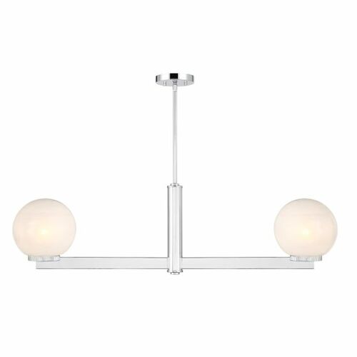 Meridian 2-Light Linear Chandelier in Chrome by Meridian M100124CH