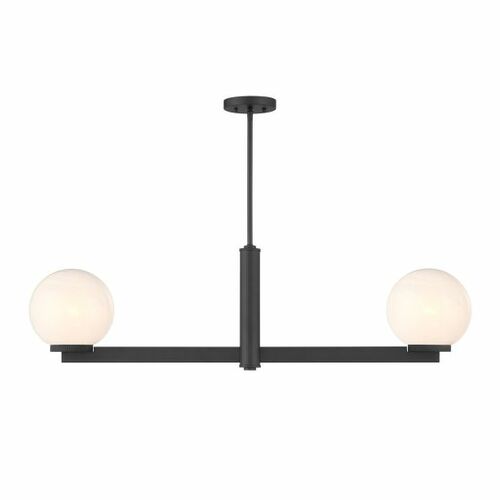 Meridian 2-Light Linear Chandelier in Matte Black by Meridian M100124MBK
