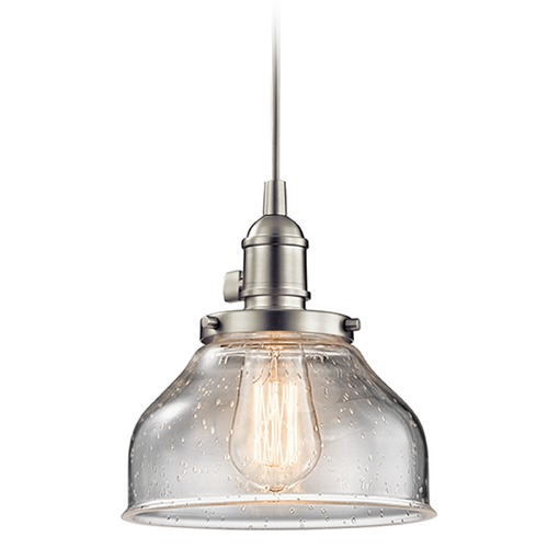 Kichler Lighting Seeded Glass Mini-Pendant in Brushed Nickel by Kichler Lighting 43850NI