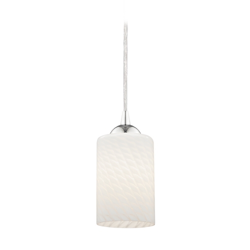 Design Classics Lighting Modern Mini-Pendant Light with White Art Glass Cylinder Shade 582-26 GL1020C