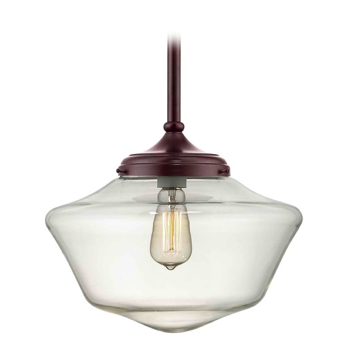 Design Classics Lighting 14-Inch Bronze Clear Glass Schoolhouse Pendant Light FA6-220 / GA14-CL