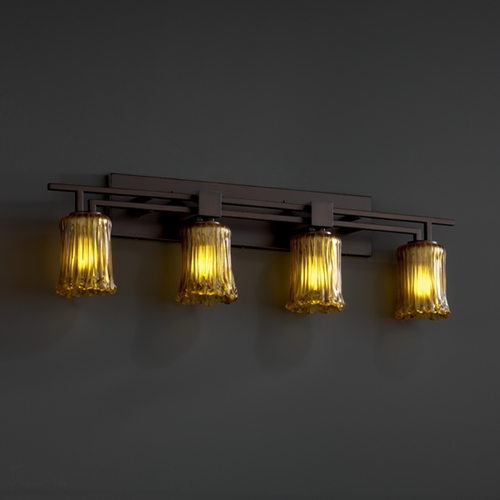Justice Design Group Veneto Luce Collection Dark Bronze Bathroom Light by Justice Design Group GLA-8704-16-AMBR-DBRZ