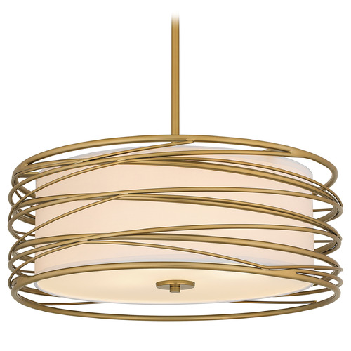 Quoizel Lighting Quoizel Lighting Spiral Light Gold Pendant Light with Drum Shade SPL2820LG