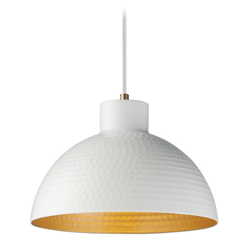 Maxim Lighting Maxim Lighting Rockport White & Natural Aged Brass Pendant Light with Bowl / Dome Shade 35144WTNAB