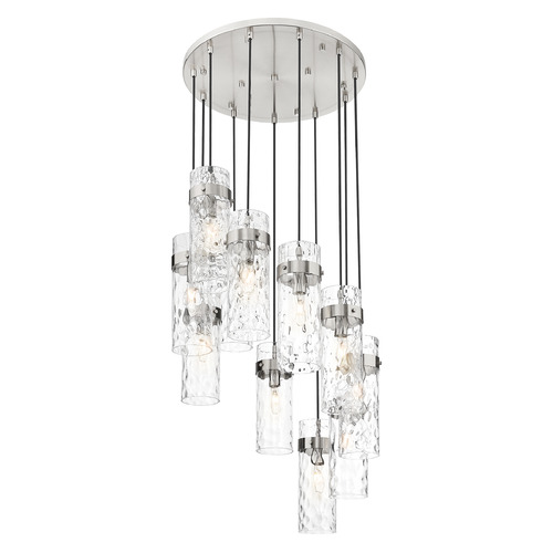 Z-Lite Z-Lite Fontaine Brushed Nickel Multi-Light Pendant with Cylindrical Shade 7002P5-11R-BN