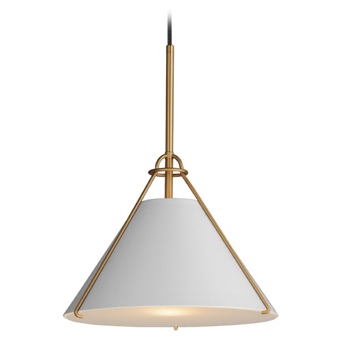 Maxim Lighting Maxim Lighting Lucas Light French Gray & Natural Aged Brass Pendant Light with Conical Shade 25229LFGNAB