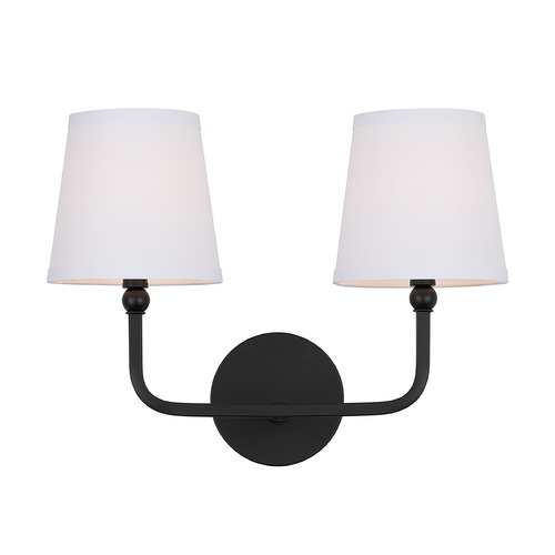 Capital Lighting Dawson 16-Inch Vanity Light in Matte Black with White Shades by Capital Lighting 119321MB-674