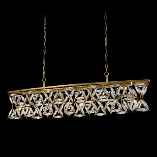 Allegri Lighting Allegri Crystal Triangulo True Brass Island Light with Oval Shade 039561-062-FR001