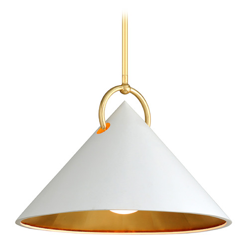 Corbett Lighting Corbett Lighting Charm Gold Leaf & White Pendant Light with Conical Shade 290-41-GL/SWH