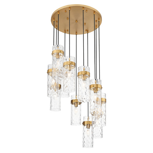 Z-Lite Z-Lite Fontaine Rubbed Brass Multi-Light Pendant with Cylindrical Shade 7002P5-11R-RB