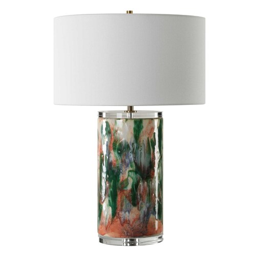 Uttermost Lighting The Uttermost Company Verdant Multi-Colored & Brass Table Lamp with Drum Shade 30398