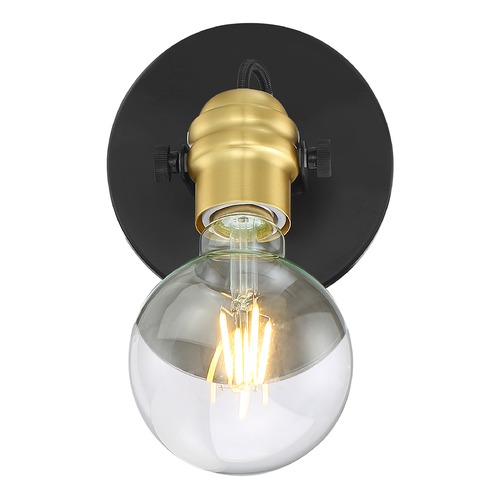Satco Lighting Mantra Black & Brass Accents Sconce by Satco Lighting 60/6981