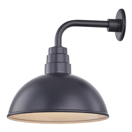 Recesso Lighting by Dolan Designs Black Gooseneck Barn Light with 14-Inch Dome Shade BL-ARMD1-BLK/BL-SH14D-BLK
