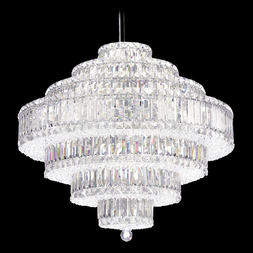 Schonbek Lighting Schonbek Worldwide Lighting Plaza Polished Stainless Steel Pendant Light with Drum Shade 6677O