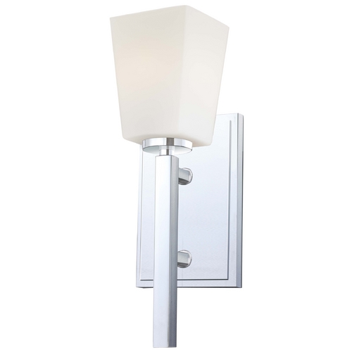 Minka Lavery Modern Sconce Wall Light with White Glass in Chrome Finish 6540-77