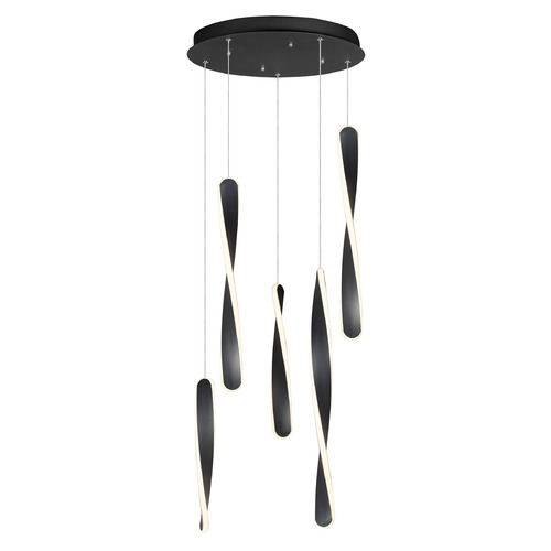 ET2 Lighting Pirouette LED 5-Light Pendant in Black by ET2 Lighting E24154-BK