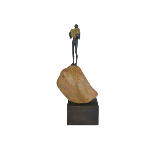 Currey and Company Lighting Man on Rock 18.25-Inch High Sculpture in Bronze by Currey & Company 1200-0910