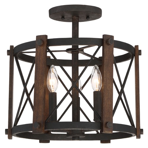 Quoizel Lighting Baron Marcado Black Semi-Flush by Quoizel Lighting BRO1715MK