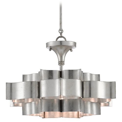 Currey and Company Lighting Grand Lotus 20.25-Inch Chandelier in Silver Leaf by Currey & Company 9000-0374